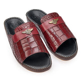 AN-7003 – Maroon Croc-Textured Luxury Arabic Sandal for Men