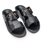 AN -7004 Full Black - Dual Textured Luxury Arabic Sandal for Men