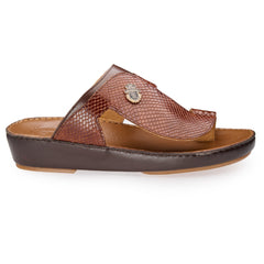 AN- 7016 Brown / Tan - Snakeskin-Textured Luxury Handcrafted Arabic Sandal for Men
