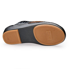 AN - 7015 Black / Tan -  Glossy Croc-Textured Luxury Handcrafted Arabic Sandal for Men