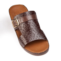 AN-7012 Brown - Ostrich Textured  Luxury Handcrafted Arabic Sandal for Men