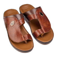 AN- 7016 Brown / Tan - Snakeskin-Textured Luxury Handcrafted Arabic Sandal for Men