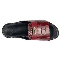 AN-7003 – Maroon Croc-Textured Luxury Arabic Sandal for Men