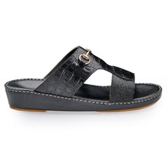 AN -7004  Full Black - Dual Textured Luxury Arabic Sandal for Men