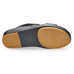 AN -7004  Full Black - Dual Textured Luxury Arabic Sandal for Men