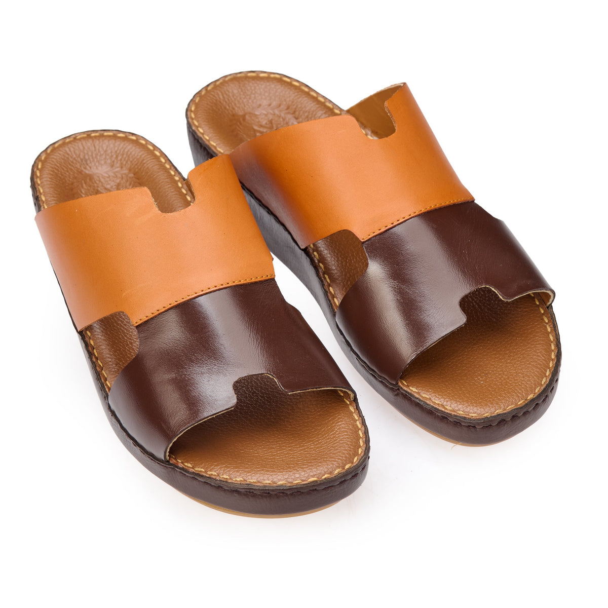 AN -7006 Brown / Tan – Dual Shade Soft  Luxury Arabic Sandal for Men