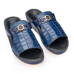 AN-7002 – Blue Croc-Textured Luxury Arabic Sandal for Men